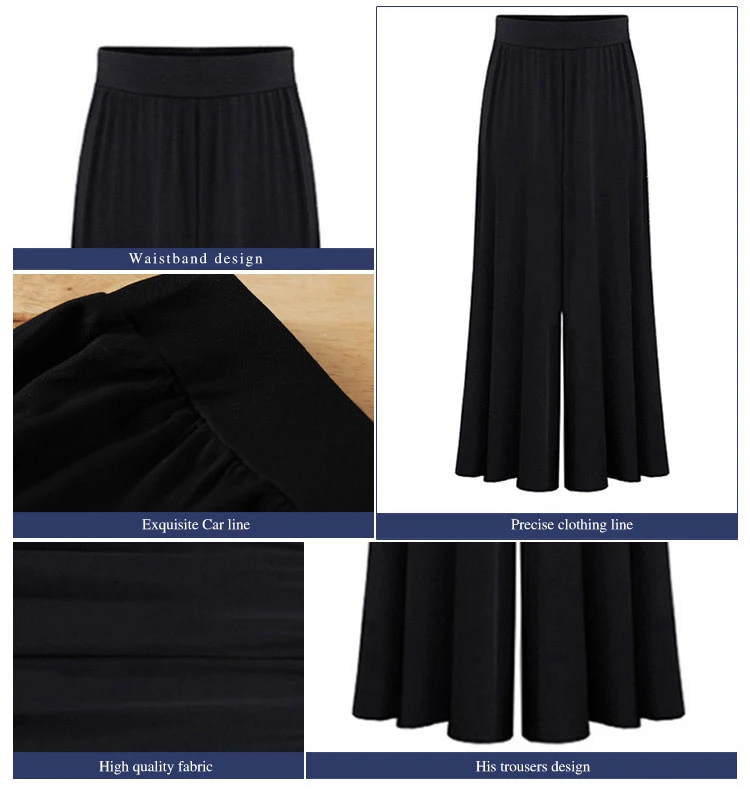 Latest Design Women Wide Leg Pants Fashion Royal Blue Palazzo Trousers for Lady