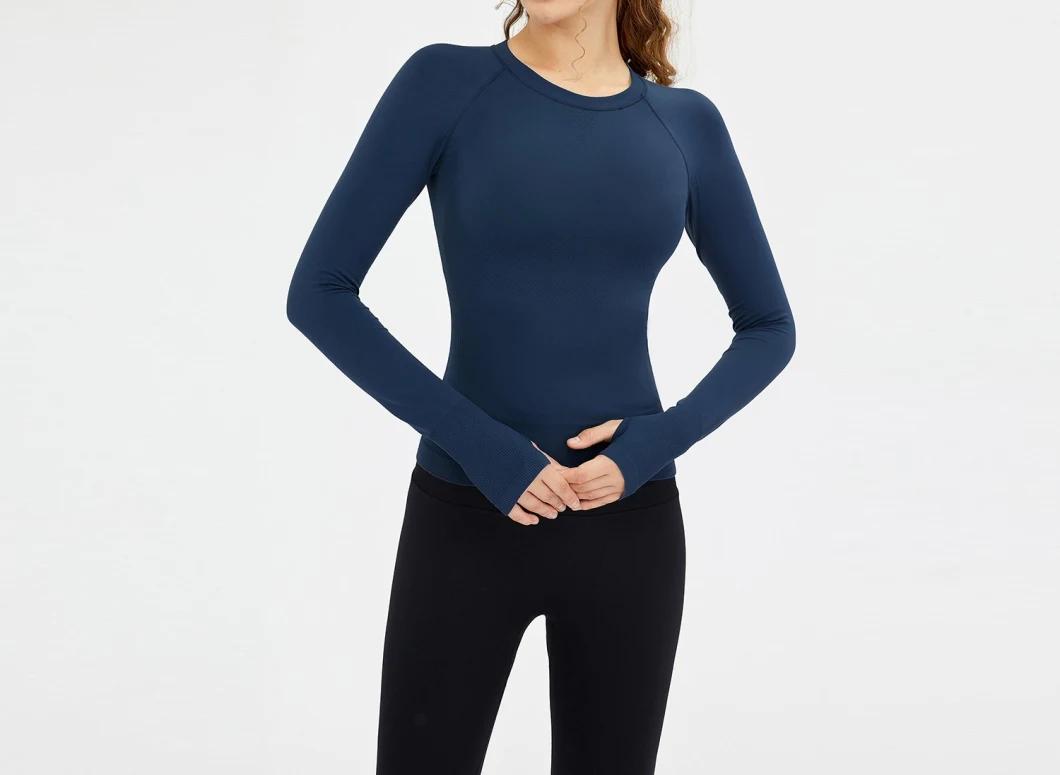 Women′ S Long Sleeve Thumb Holes Outdoor Performance Workout Tee Shirts