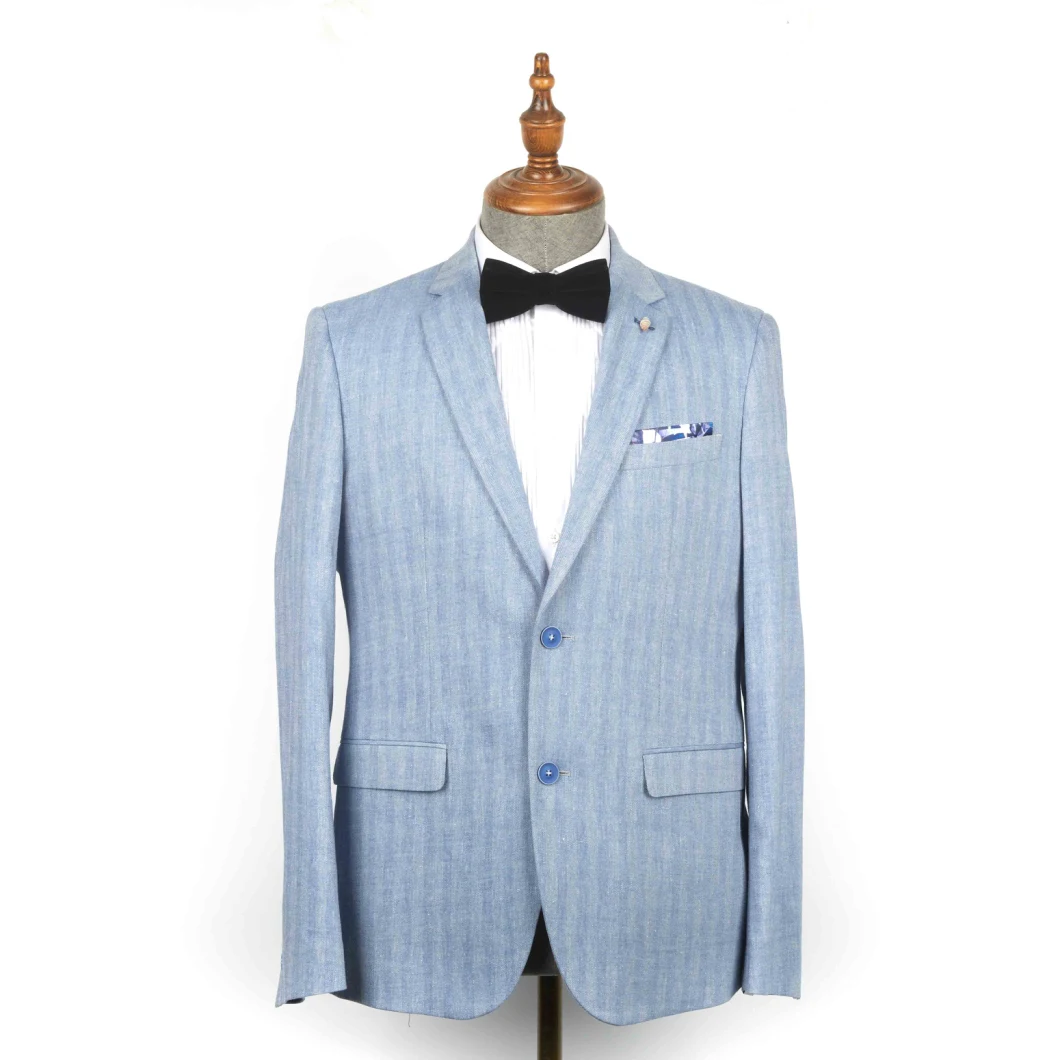 Tailor Made Blue Formal Men′ S Business Men′ S Suit Single Breasted Stripe Suit