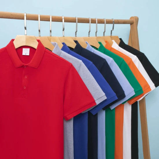 Vêtements d'entreprise vêtements de travail personnalisés hommes 100% coton à manches courtes bleu brodé personnalisé Golf Performance Polo