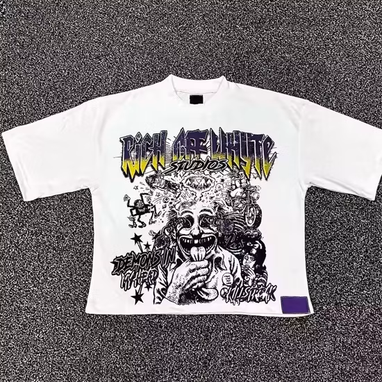 Impression bouffée T-shirts 100% coton Logo personnalisé T-shirt hommes Hip Hop chemise tricotée haute qualité chemises imprimées en 3D pour garçons col rond