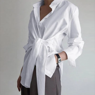 Commerce de gros dernière conception de la mode Tops Blouse femmes nouveau modèle chemises avant Tie Top