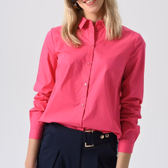 Shein Ladies Chemise à manches longues en coton viscose de qualité pour femme