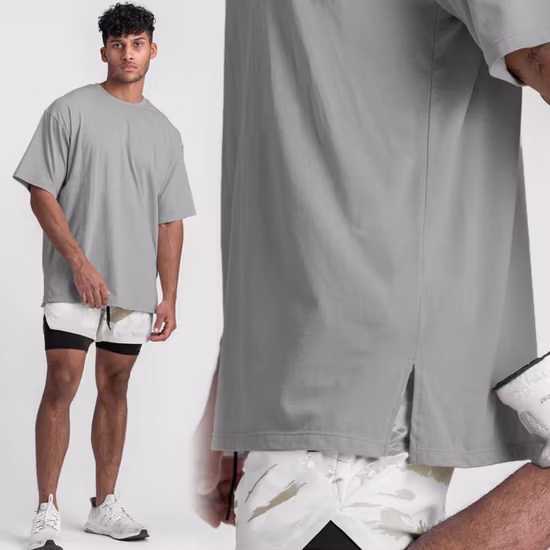 Vente en gros Casual Loose Fit Basic Style T-shirts en coton Haut de sport, chemise de course athlétique de poids moyen T-shirts de gymnastique classiques Premium Mens T-shirts Streetwear